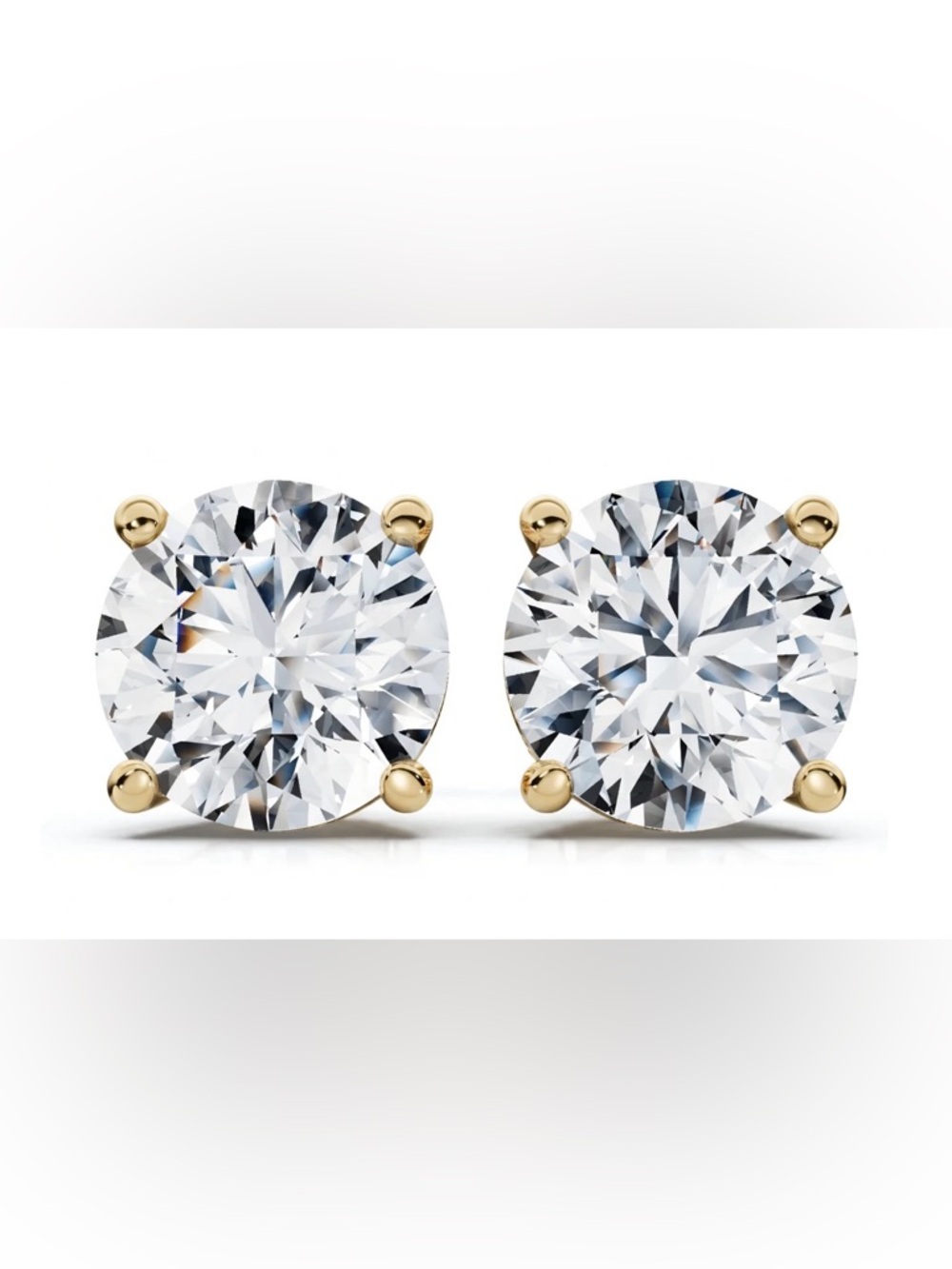 Pompeii3 Round Four Prong natural (I/J), 12-13) Diamond Stud earrings 14k Gold